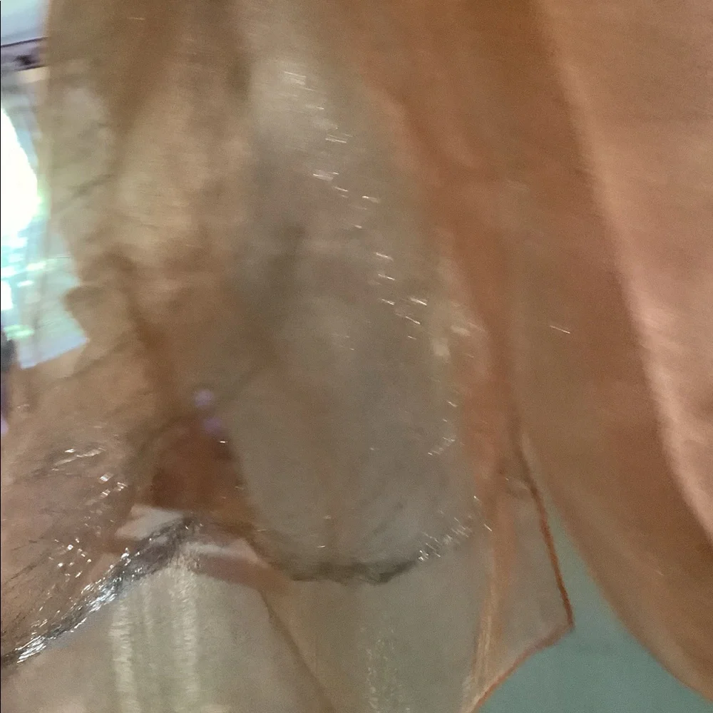 Scarf silk look silver sparkles versatile peach can be worn many ways. 72”x20”